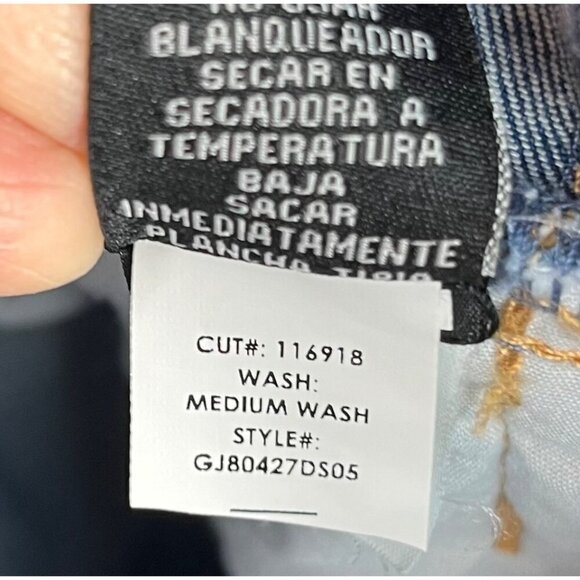 Girlish flare denim zip up jumpsuit high waist 90s Y2K sz L - Picture 9 of 10